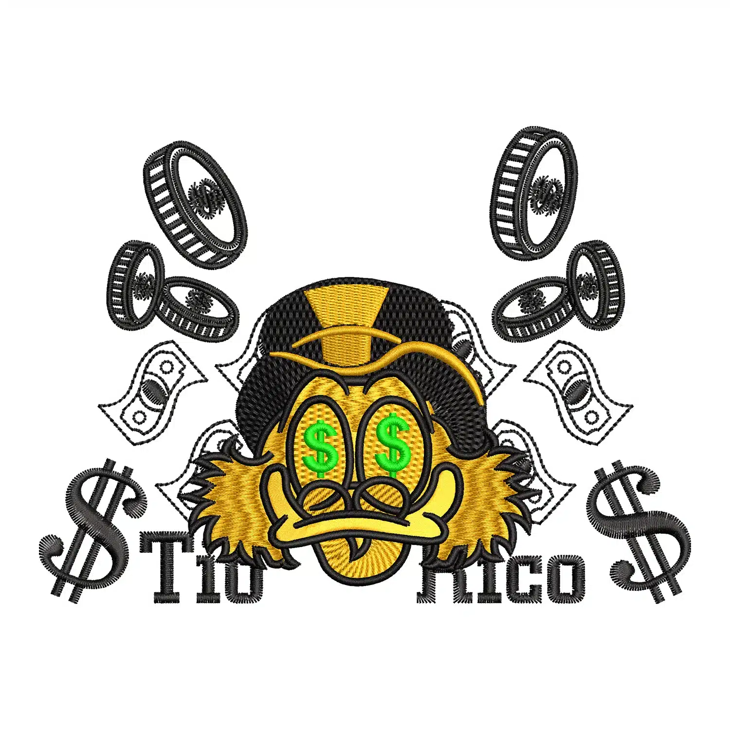 Rich Scrooge McDuck Embroidery Design