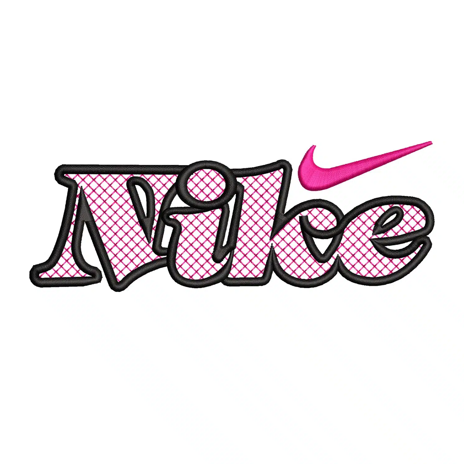 Pink Nike Logo Embroidery Design