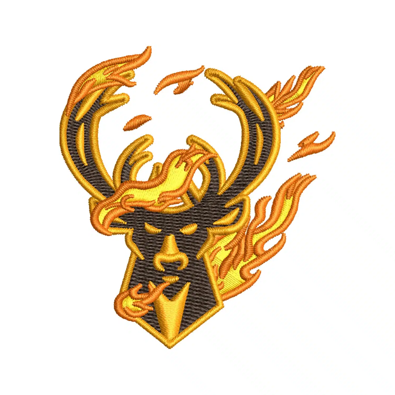 Flaming Deer Embroidery Design
