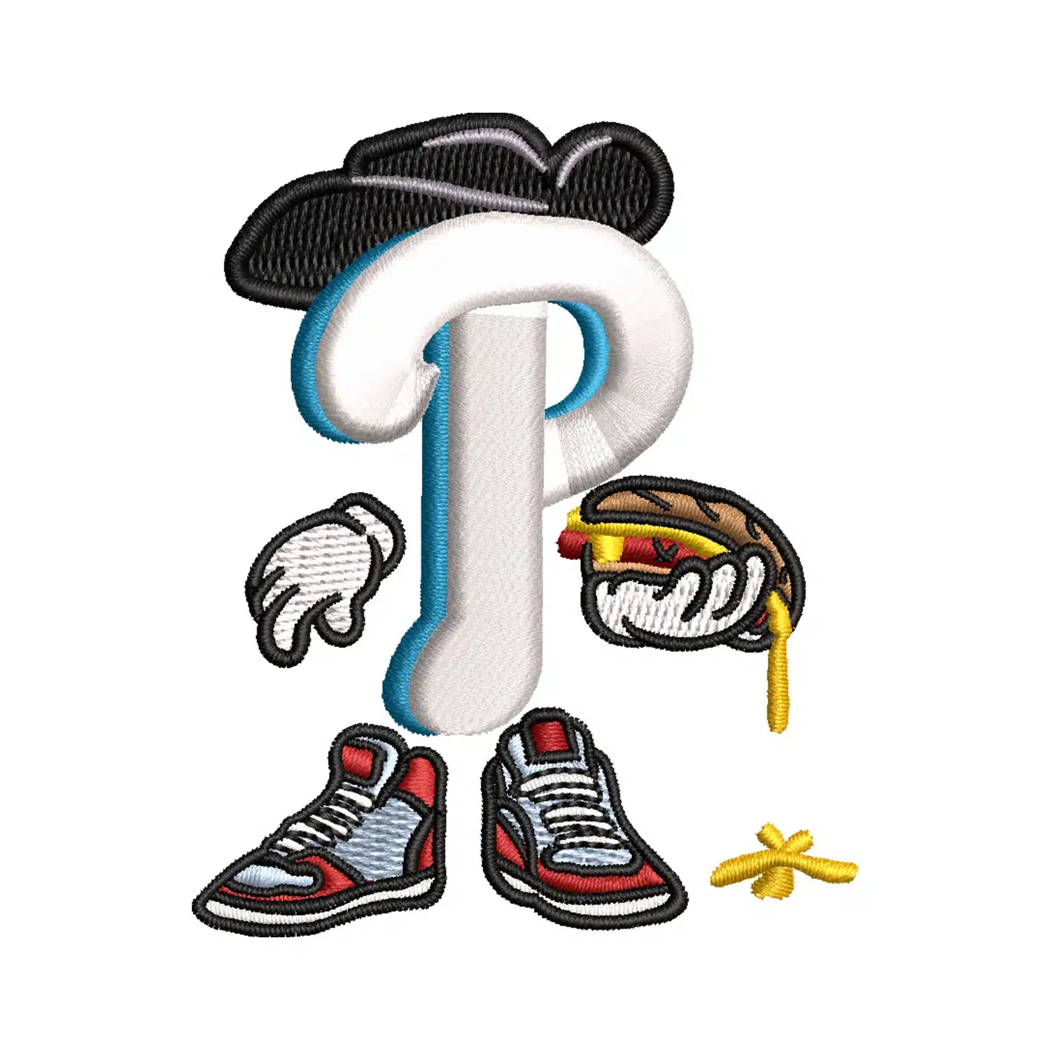 Home 167 Philadelphia Phillies X Hot Dog Embroidery Design