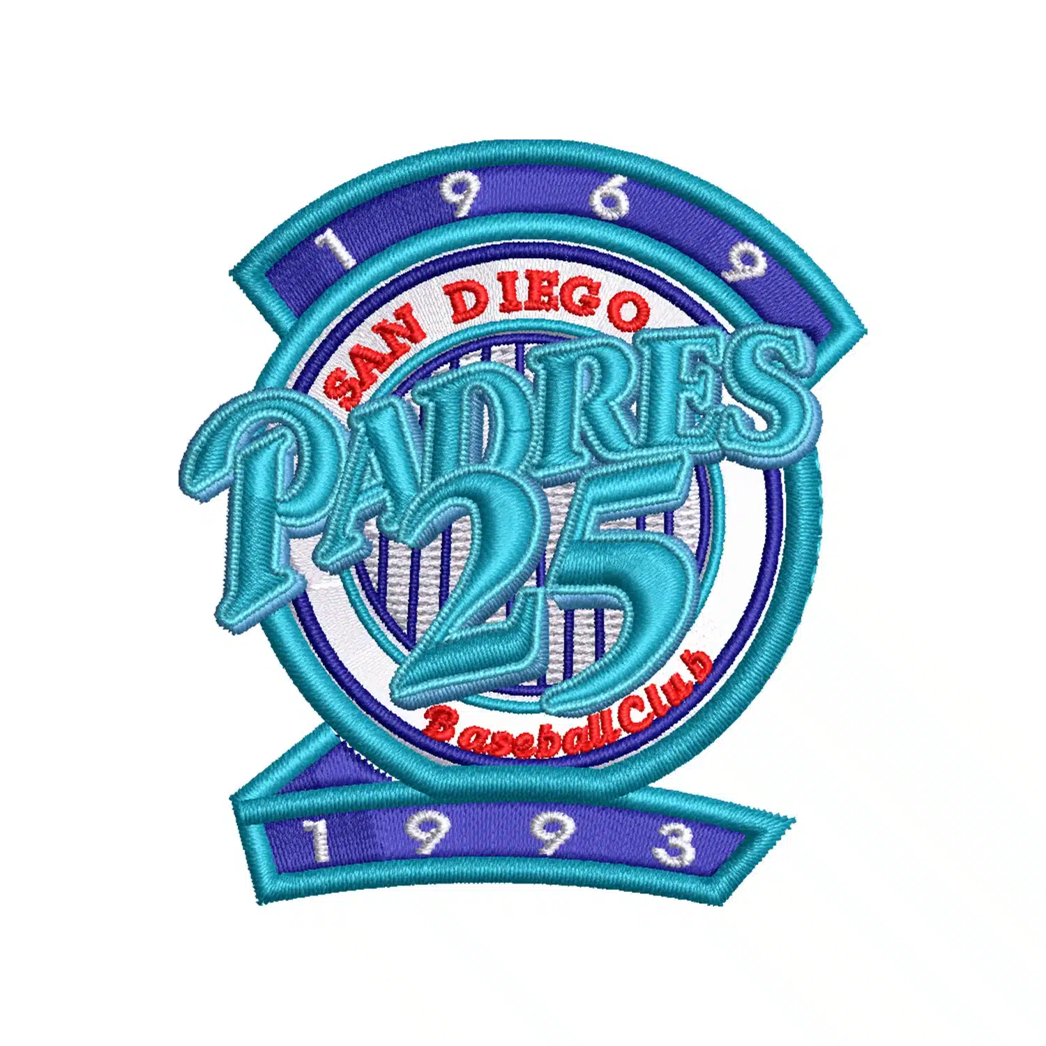 Home 181 San Diego Padres 25th Anniversary Logo Embroidery Design