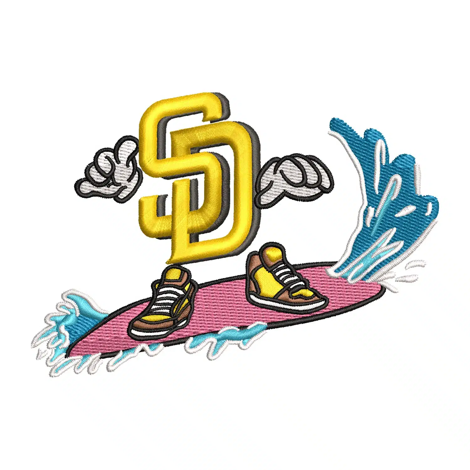Home 182 San Diego Padres x Skateboard Embroidery Design