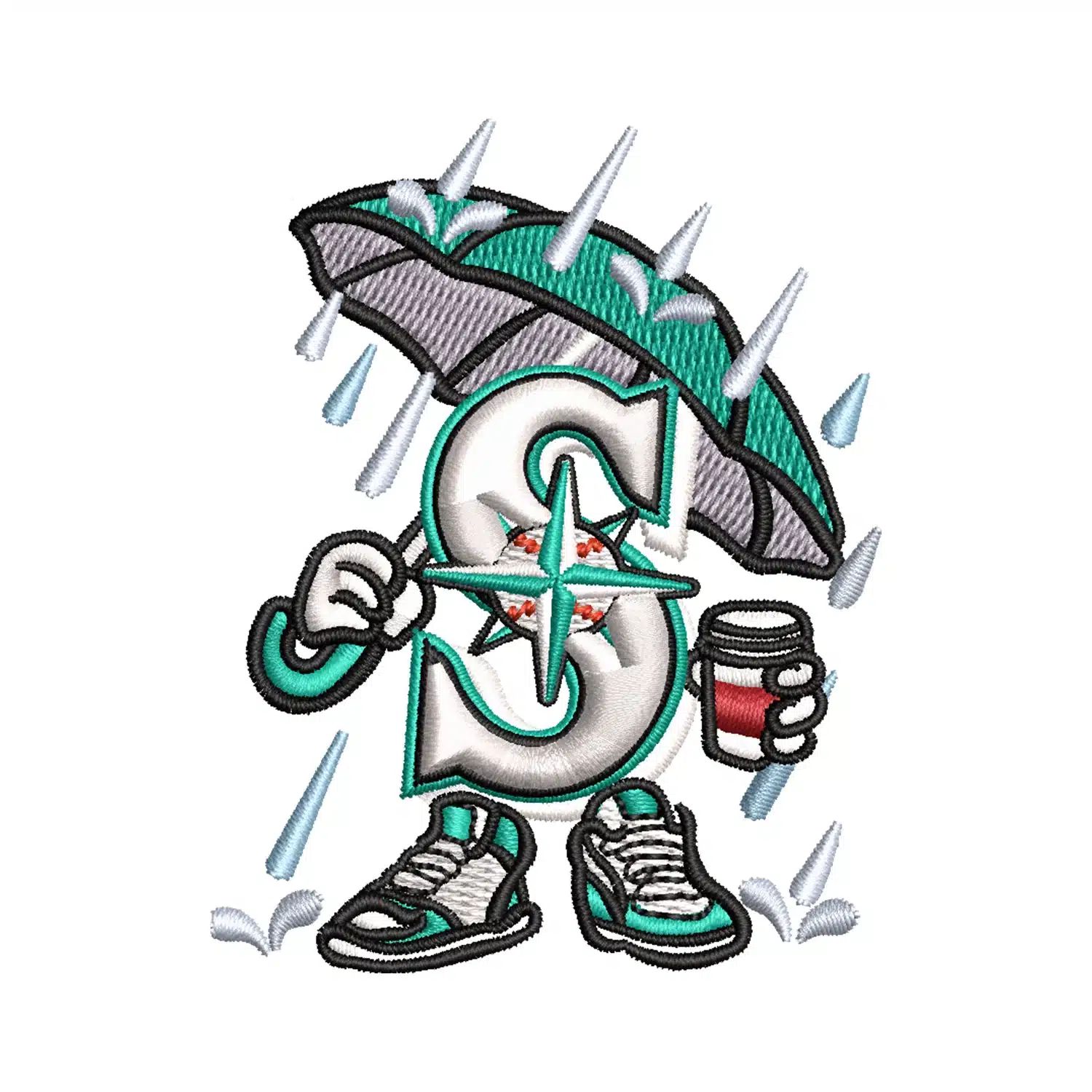 Seattle Mariners in Rain Logo Embroidery Design