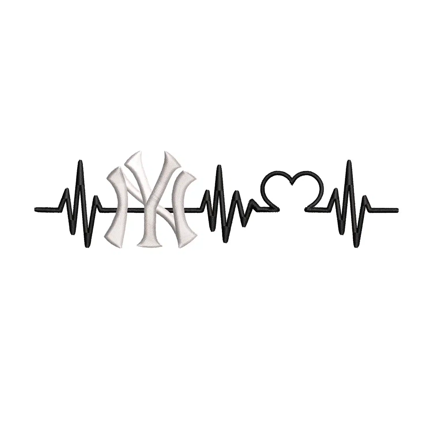 Heartbeat Line Yankees Embroidery Design