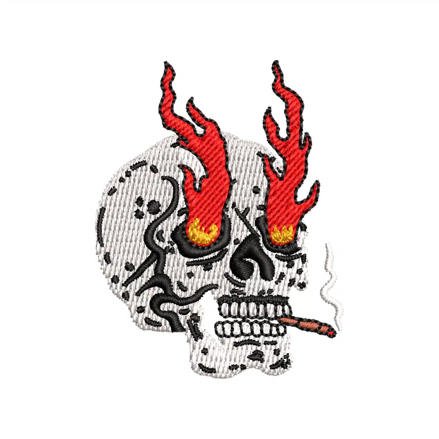 Home 169 Flaming & Smoking Skull Logo Embroidery Design