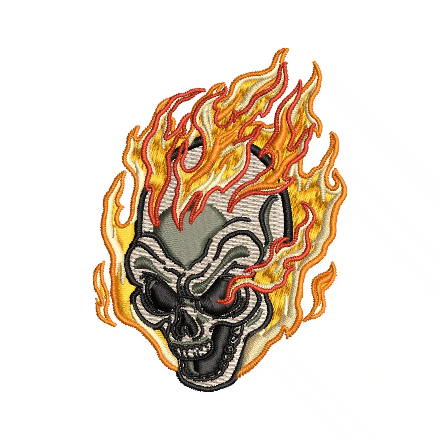 Flaming Skull Embroidery Design