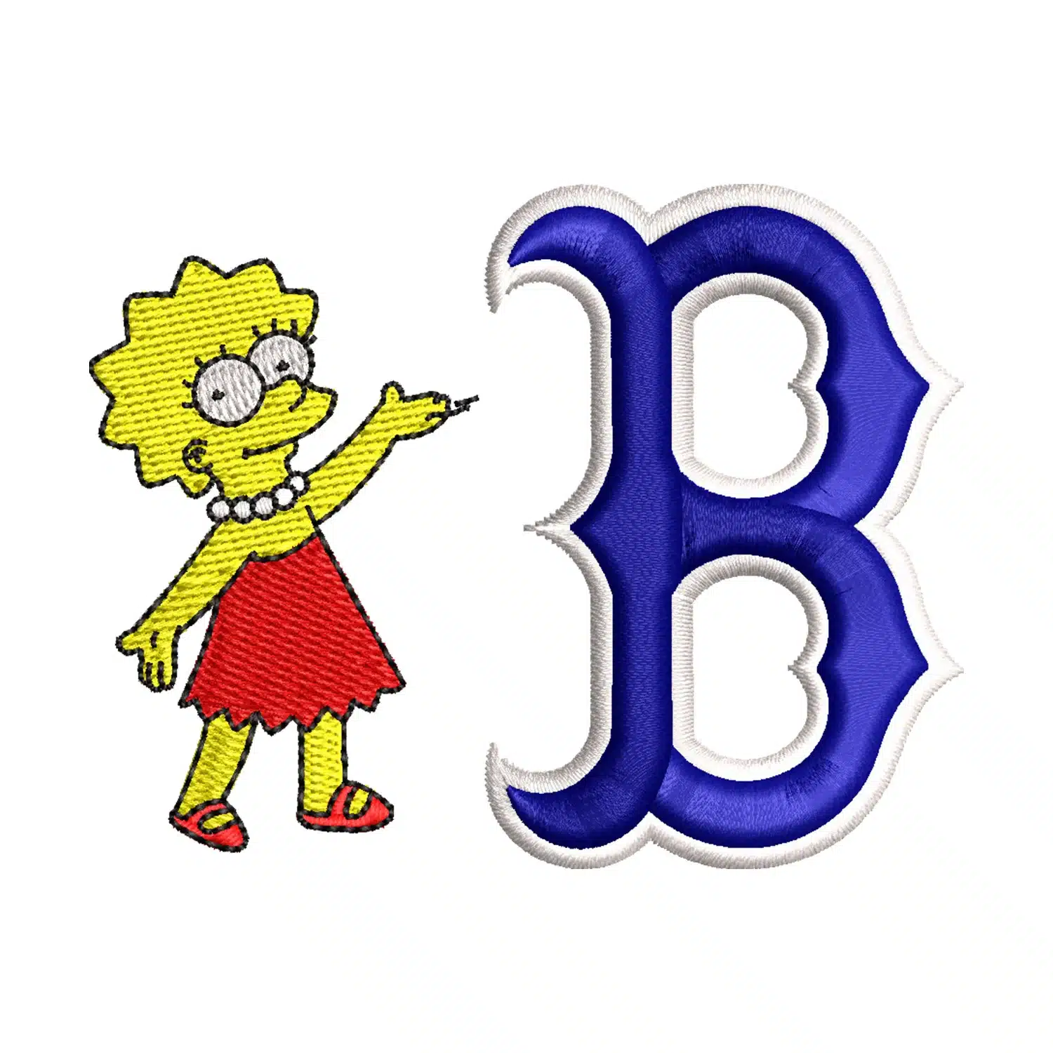 Home 151 Lisa Simpson Boston Red Sox Embroidery Design